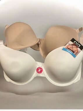 Maidenform Two-Pack Seamless T-Shirt Bras in White and Nude